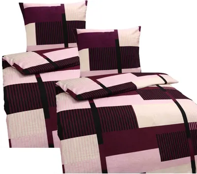 Produktbild von Hochwertige Biber Bettwäsche Baumwolle Grafisch 155x220 80x80: 4tlg. / Pink
