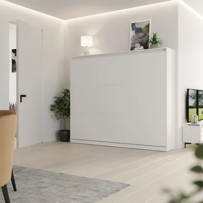 Produktbild von Schrankbett HeimLiving 160x200 cm Horizontal Weiß Klappbett mit GASDRUCKFEDERN