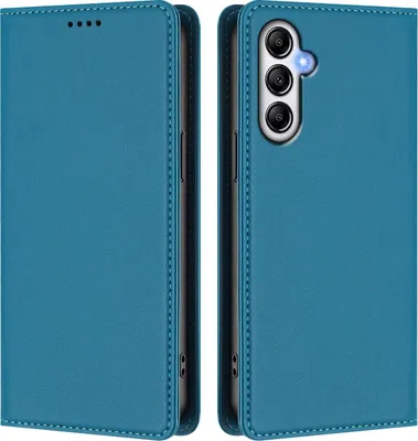 Image de Étui en cuir pour Samsung Galaxy A54 5G, étui à rabat magnétique en cuirPolyuréthaneavec support, bleu lac