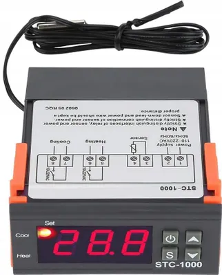 Zdjęcie produktu dla Rosfix STC-1000 – Regulator Temperatury z Wyświetlaczem LED | 230 V AC, od -50°C do 110°C, Wodoodporny Czujnik NTC, Kabel 1 m