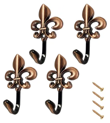 4er-Set Retro-Gardinenhaken, Rotbronze, Metall, Vintage, 9,5 cm