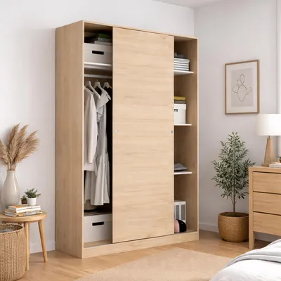 Immagine prodotto di Dmora Guardaroba 2 Ante Alyson 50x204h cm Marrone Rovere, Appendiabiti 2 Ante