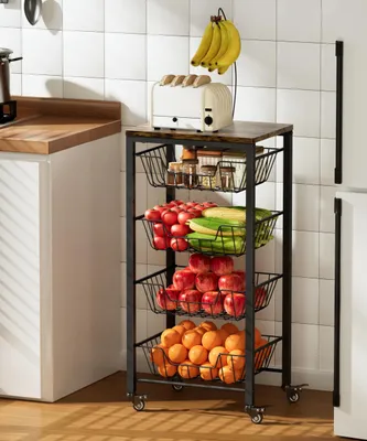 Obrázok produktu pre 5-úrovňový kuchynský vozík s výsuvnými drôtenými košmi