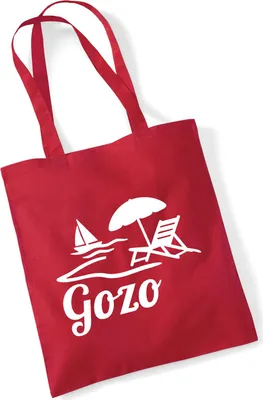 Produktbild von Huuraa Jutebeutel Gozo Inselmotiv Malta 10 Liter Classic Red Baumwolle Tasche Geschenkidee