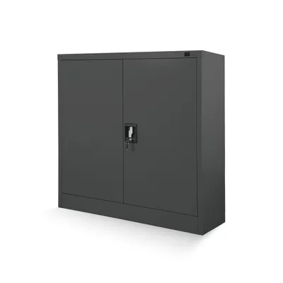 Zdjęcie produktu dla JAN NOWAK Niska Szafka Metalowa Komoda Biurowa Dwudrzwiowa 90x93x40 | Regulowana Półka Ryglowany Zamek Mała Szafa Do Biura | Antracytowa