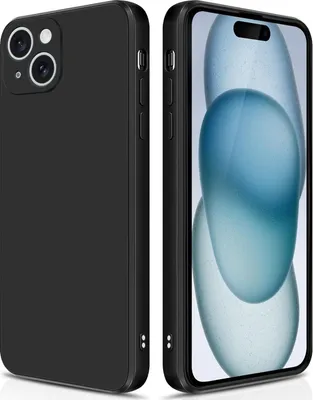 Produktbild von Silikon Hülle für iPhone 15 Flüssigsilikon Dünn Gel Gummi Matt Kratzfeste Schutzhülle Schwarz