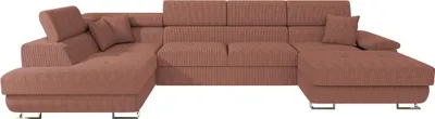 Produktbild von MIRJAN24 Wohnlandschaft Cotere Bis Cord, U-Form Eckcouch mit Schlaffunktion und Bettkasten (Farbe: Poso 29, Seite: Links)