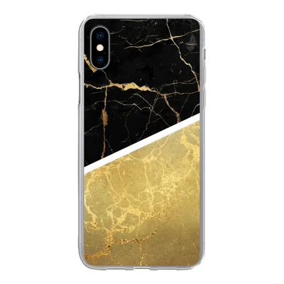 Produktbild von MuchoWow® Handyhülle Schutzhülle Hülle für iPhone Xs Marmor - Schwarz - Gold Silikon Softcase Handy Hülle - Handytasche