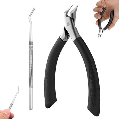Image de Kit de coupe-ongles pour les orteils, noir, professionnel, pour les ongles incarnés
