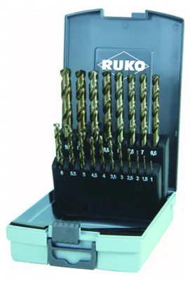 Productafbeelding van Ruko spiraalboorset DIN338 type N diameter 1-10 mm x 0,5 mm HSS-G Co5 19-delig kunststof cassette - 215214RO