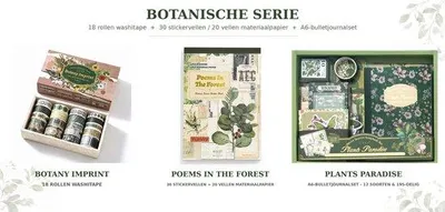 Image de Simno coffret botanique, 263 pièces, journal A6, 18 rubans washi – Vert