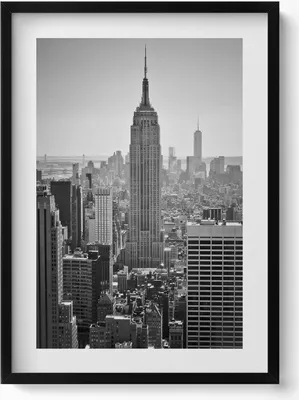 Produktbild von Ansicht von New Yorker Wolkenkratzern– Wandbild mit Rahmen – Gerahmtes Bild  – Wanddekoration – 50x70 cm –  Schwarz Rahmen
