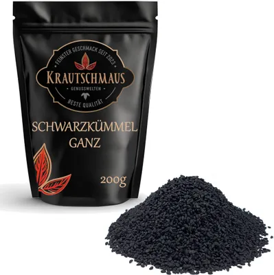 Produktbild von 200g Schwarzkümmel ganz von Krautschmaus, schonend getrocknet, voller Geschmack