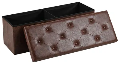 Immagine prodotto di Nemora Saddle 110 - Cassapanca Ottomana 109,2x38,1x38,1 cm Pouf Contenitore Poggiapiedi in Pelle finta Marrone
