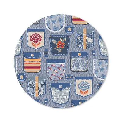 Produktbild von MuchoWow® Mauspad Mousepad Hosen - Denim - Aufnäher - Schnittmuster 20x20 cm - Mousepads - Maus Mat - Pad - Mausunterlage - Schreibtischmatte