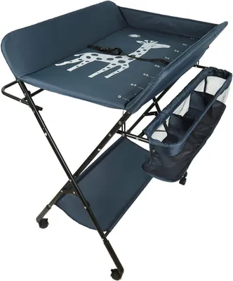 Image de Table à langer pliable - Commode pour bébé - Pour le soin du bébé - Réglable en hauteur - Avec des compartiments de rangement - Rose