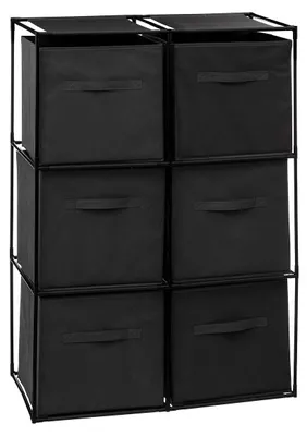 Produktbild von 5five Simply Smart | Modulares Regal - Cube - 6 Behälter - Schwarz - Praktisches Aufbewahrungssystem
