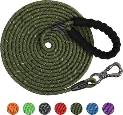 Produktbild von Hundeleine, 5 Meter, Dicke Hundeleine mit komfortablem, gepolstertem Griff, Trainingsleine für Welpen, kleine, mittelgroße und große Hunde, sicher und zuverlässig