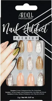 Immagine prodotto di Ardell | 24 Tips - Unghie artificiali - |Oro, Argento| - Taglia M - Tips - Colla per unghie - Rosa Marmo e Oro - Set completo
