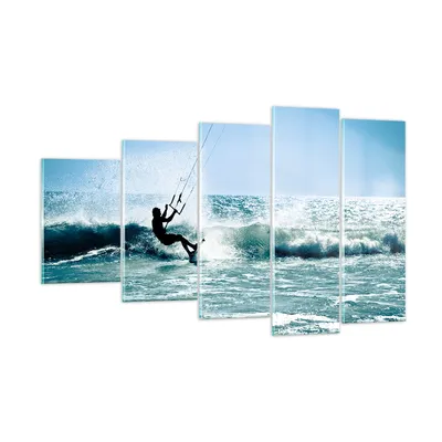 Produktbild von Bilder auf glas - Drachen-Surfen Wasser Ozean - 100x60cm - Glasbilder - Wandbilder - Kunstdruck - zum Aufhängen bereit - Wanddekoration aus Glas - Glas Bilder - Wandbild auf Glas - GEG100x60-2385