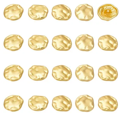 Produktbild von Ösenknöpfe aus Metall - 15 mm Durchmesser mit unregelmäßiger Wellenstruktur - 20 Stück für Blazer Anzug Mantel Hemd und Jacken - Gold