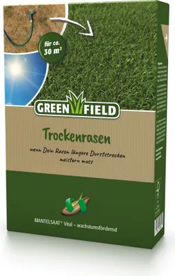 Produktbild von Greenfield Trockenrasen, Mantelsaat Vital - 1 kg Rasensamen für trockene Böden