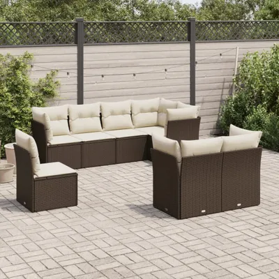 Produktbild von CLORIS 8-tlg. Garten-Sofagarnitur - mit Kissen - Braun Poly Rattan - Gartenmöbelgarnituren LL0000255176
