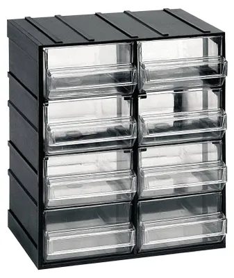 Produktbild von Dbertolin 2 Türen Mehrzweckschrank, Kleinteileschrank, Schrank für Werkzeugbehälter, 100 %  Italy, 19x15h23 cm, Anthrazit, 8 Schubladen