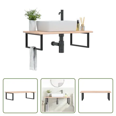Obrázok produktu pre The Living Store Umývadlová doska s konzolou z ocele a masívneho dubového dreva