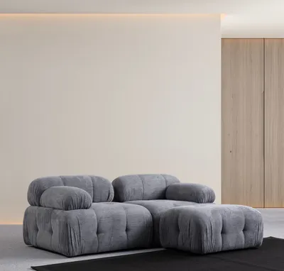 Produktbild von Hanah Home, Petite 2 - Grey, Ecksofa, BUCHENHOLZ / SPANPLATTEN, Grau, 190 x 95 x 75 cm