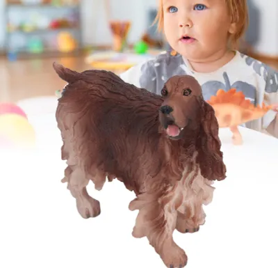 Image de Cocker Spaniel Figurine Simulation réaliste de chien brun Décoration animale pour enfants
