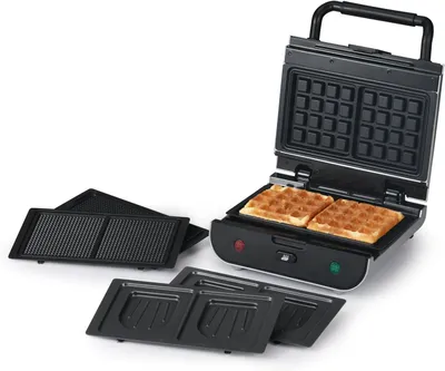 Produktbild von Waffeleisen 3 in 1, 3 wechselbare Platten, Antihaftbeschichtung, vertikale Lagerung, für Küche