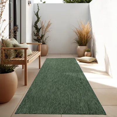 Image de In & Outdoor Tapis tissé plat uni moderne résistant aux intempéries pour terrasse cuisine Dimension 80x150 cm