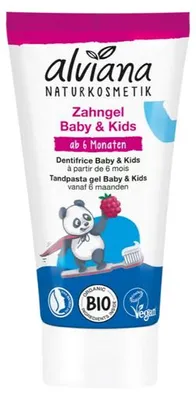 Produktbild von ALVIANA Zahnpasta-Gel mit Himbeergeschmack für Kinder und Babys