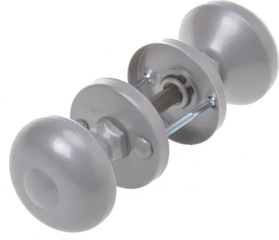 Produktbild von Aqbau® Set 2 tlg. Türknopf Drehbar auf Rundrosette Knopfdrücker Türknauf Silber