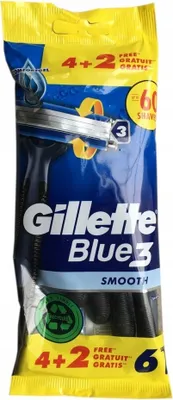 Produktbild von Gillette Blue 3 Smooth Rasierer, 4 Stück + 2 Ersatzklingen