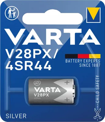 Produktbild von Varta Primary Silver Batterie V28 PX / 4 SR 44, Nickel-Oxyhydroxide (NiOx), 6.2 V, 145 mAh, 13 mm, 13 mm, 25.2 mm