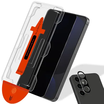 Zdjęcie produktu dla 1-pak Samsung S24 FE Szkło ochronne na ekran Privacy & 1-pak ochrona obiektywu - Szkło hartowane | [Automatyczna instalacja] - Bez bąbelków