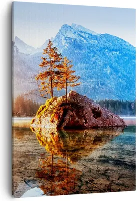 Produktbild von Bild auf Leinwand - Leinwandbild - Einteilig - Morgendämmerung Berge See - 50x70cm - Wand Bild - Wanddeko - Wandbilder - Leinwanddruck - Wanddekoration - Leinwand bilder - Wandbild - PA50x70-4617