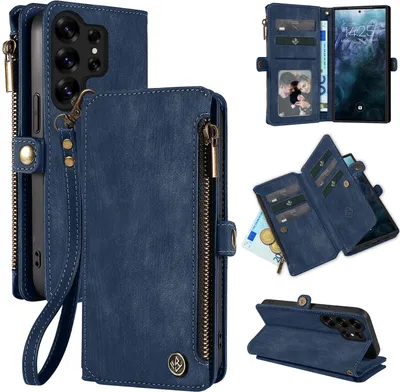 Produktbild von Handy Hülle für Samsung Galaxy S26 Ultra Geldbeutel Geldbörse RFID Schutz Klapphülle Cover Schutzhülle Wallet Farbe: Blau