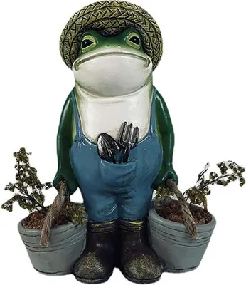 Produktbild von Gartenskulptur, lustiger Frosch aus Harz, Blumentopf, Gartenkunstfiguren für die Dekoration im Außenhof und auf der Terrasse