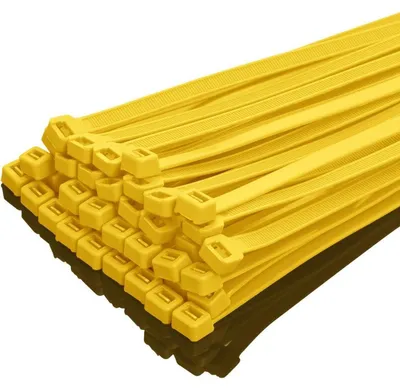 Immagine prodotto di Fascette stringicavo resistenti, 100 pezzi, 200 mm x 7,6 mm, colore giallo, in nylon, resistenza alla trazione: 50 kg