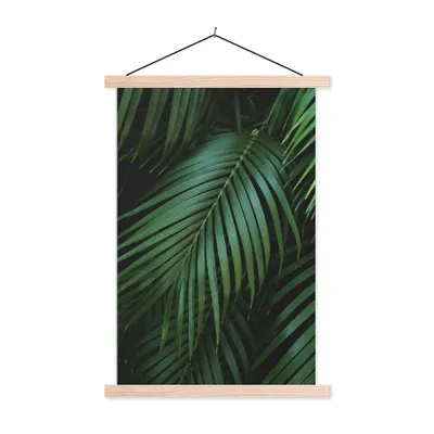 Produktbild von MuchoWow® Textilposter Palmenblätter - Palmen - Tropisch 60x90 cm mit holzfarbenen Rahmen - Textil