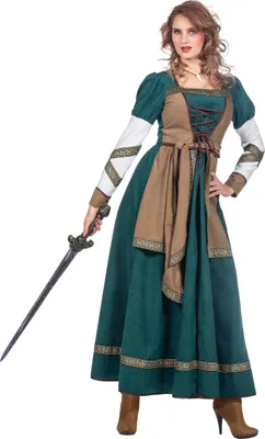 Produktbild von Kostüm Wikinger Kriegerin Ritterin Mittelalter Kleid grün, Groesse:40