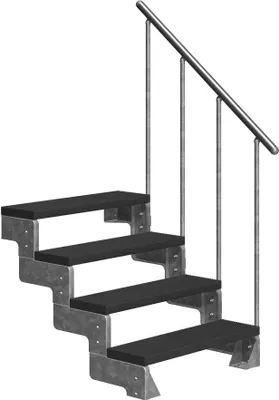 Produktbild von Dolle Außentreppe Gardentop 72-88cm Geschosshöhe mit Trimax anthrazit 100cm breit mit Geländer