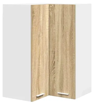 Produktbild von Eckschrank für Küche, Hängeschrank, Sonoma-Eiche und Weiß, 57 x 57 x 80 cm