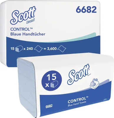 Produktbild von Scott Papierhandtuch 6682 Interfold 1lg. blau 15x240Bl./Pack.