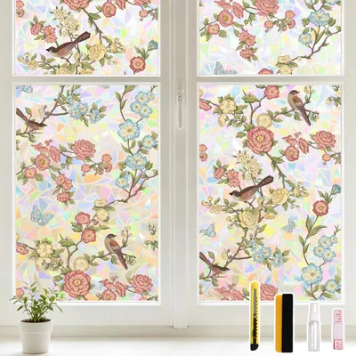 Fensterfolie blickdicht 90x200 cm, selbstklebend, UV-Schutz, Regenbogen