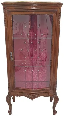 Immagine prodotto di Casa Padrino Vetrina barocca marrone / crema / rosso bordeaux - Vetrina artigianale in legno massiccio con pietre scintillanti e piano in marmo - Mobili da soggiorno in stile barocco - Mobili barocchi