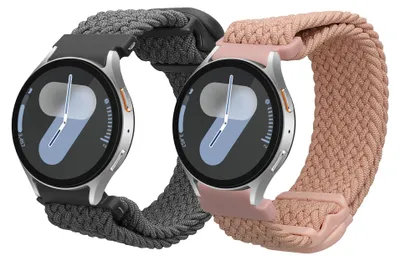 Produktbild von kwmobile 2x Uhrenarmband für Samsung Galaxy Watch 4 / 5 / 6 Galaxy Watch 7 / FE Armband - Fitnesstracker Band Set aus Nylon - Ersatzarmband Smartwatch